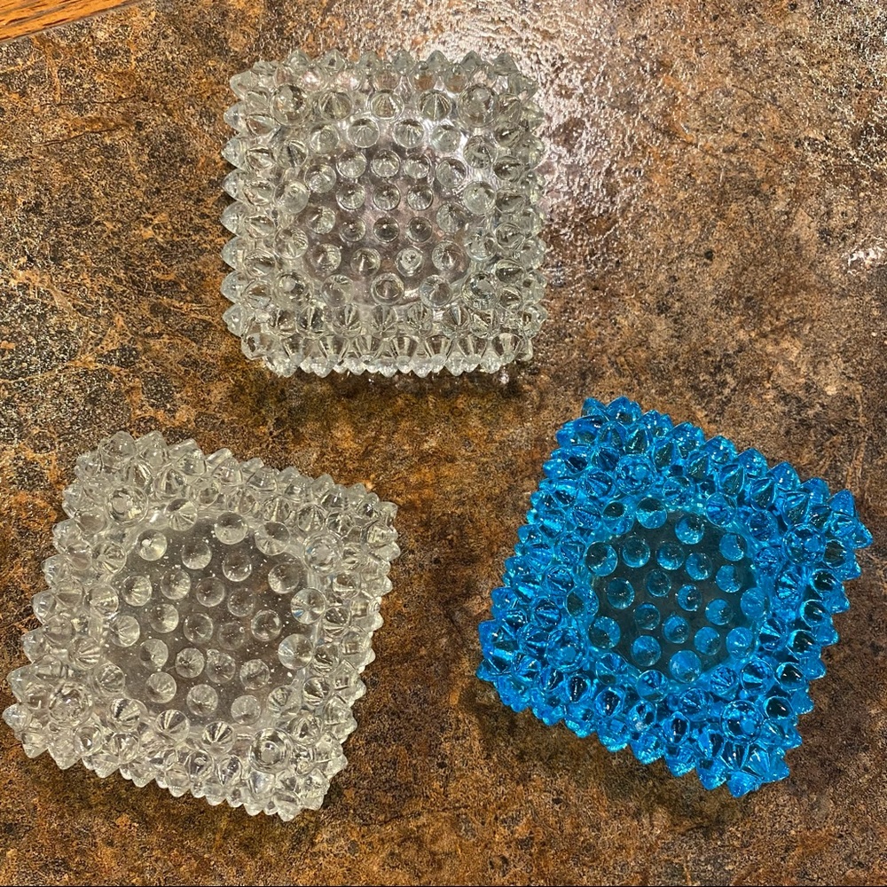 3 HOBNAIL VOTIVE CANDLE HOLDERS